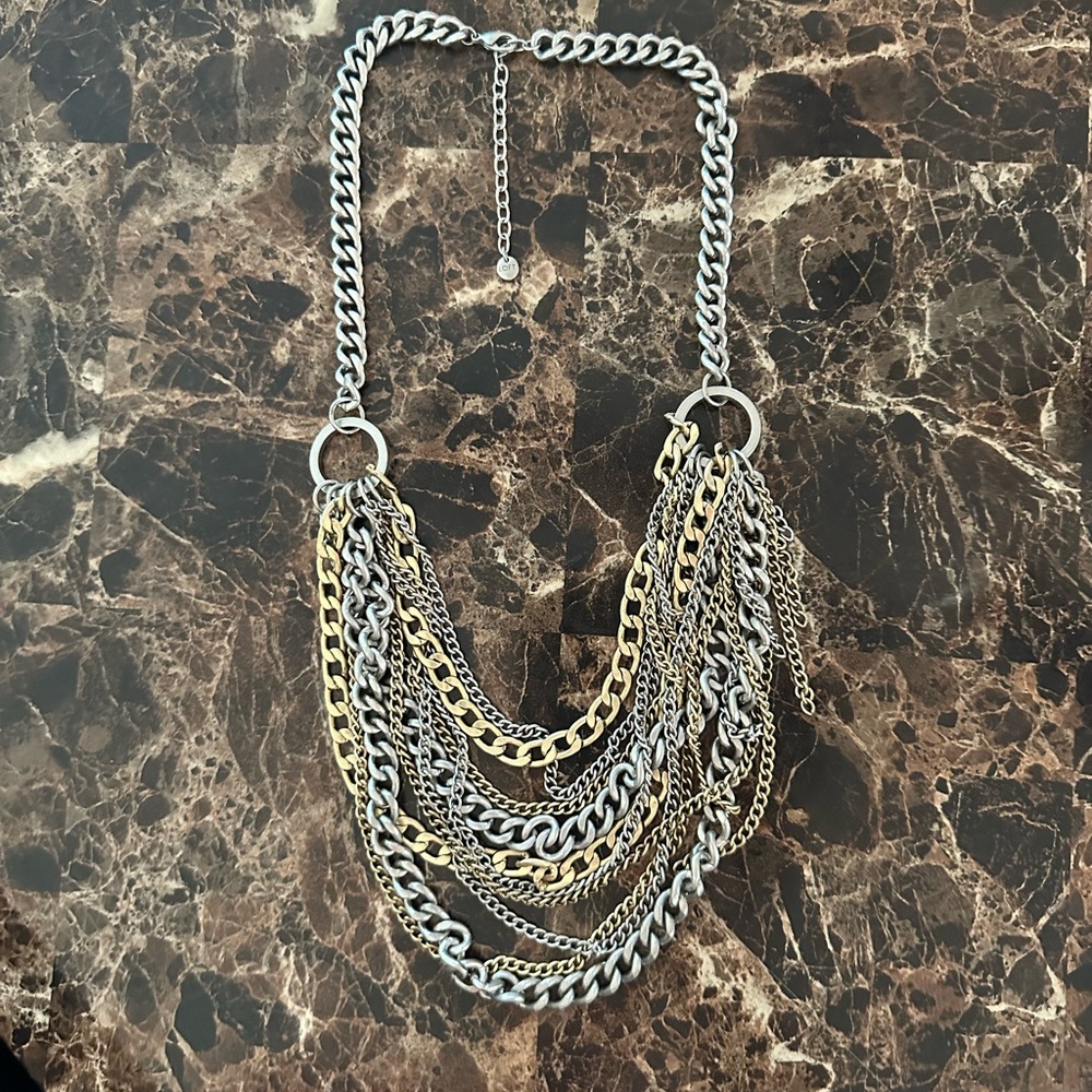 LOFT Elegant Multi-Chain Necklace in Gold and Silver